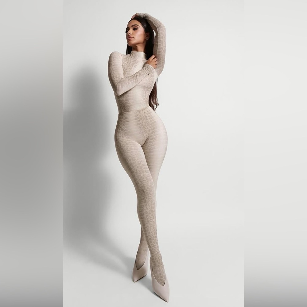 Naked Wardrobe closed toe tights and bodysuit SET medium NWT